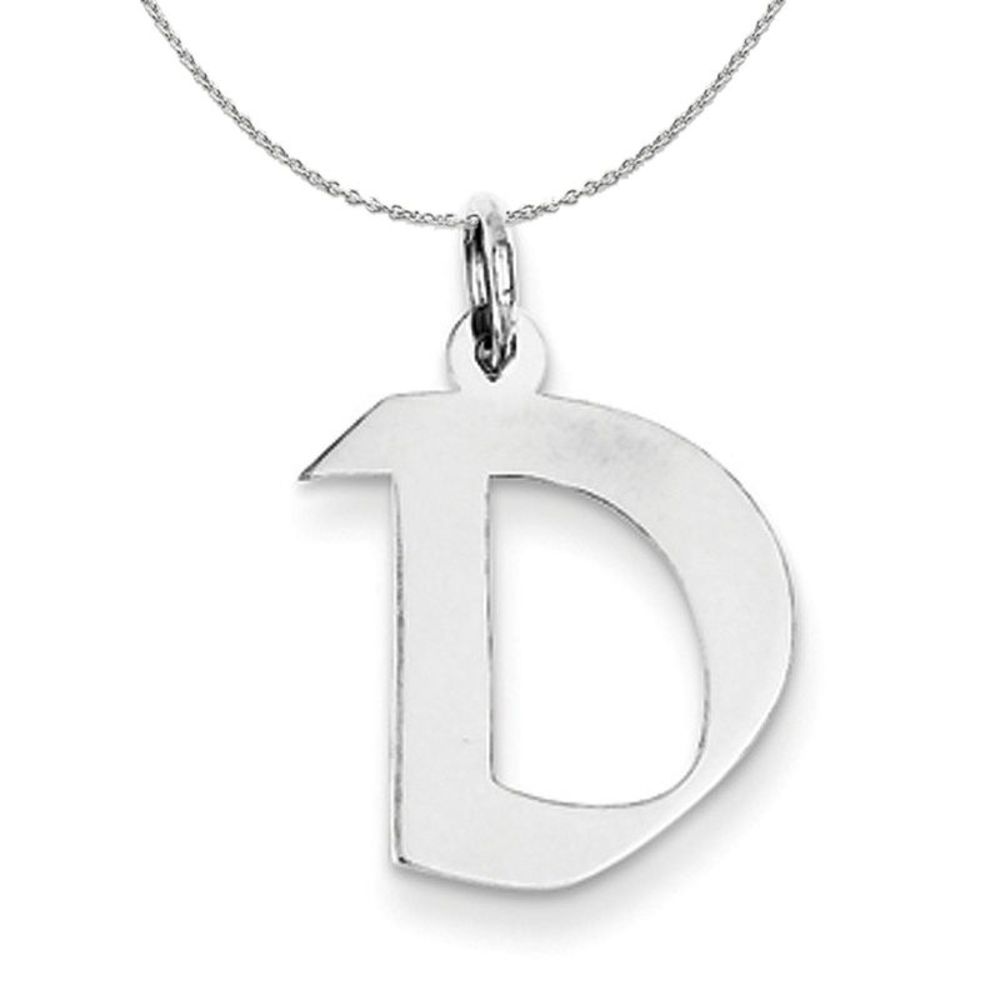 Silver Karlie Collection Block Initial Charm Letter D Necklace - 16 In